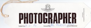 Roger Sytowers's 'Photographer' Arm Badge for Wiscombe Park Hill Climb on 25th April 1982