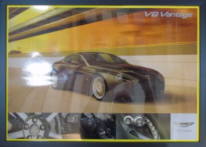 Framed poster of an Aston Martin V8 Vantage in a tunnel