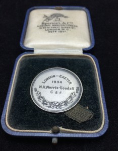 Boxed medal for the 1934 M.C.C. London to Exeter Rally, Awarded to Mort Morris-Goodall