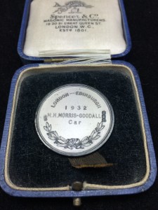 Boxed medal for the 1932 M.C.C. London to Edinburgh, Awarded to Mort Morris-Goodall