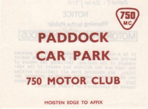 Paddock Car Park Ticket for 750 Relay Race at Silverstone on 26th October 1985