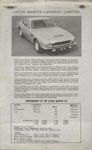 Sales Flyer for the Aston Martin V8