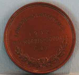 Boxed medal for the 1933 M.C.C. London to Scarborough, Awarded to Mort Morris-Goodall