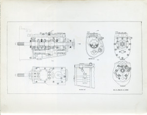 Technical drawing; gearbox for the Aston Martin DB2.