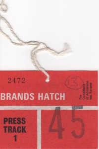 Press Track Pass for FIA Historic Car Race Championships, Brands Hatch on 5th May 1985