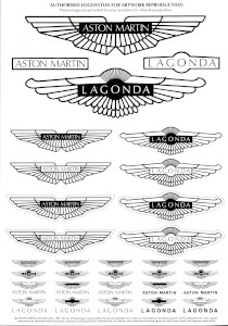 Authorised Aston Martin and Lagonda logostyles for artwork reproduction