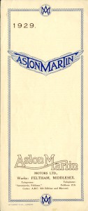 Buff and blue 4 fold brochure for Aston Martin Motors services, 1929