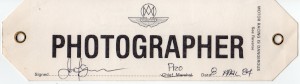 Roger Stowers's 'Photographer' Arm Badge for Wiscombe Park Hill Climb on 7th April 1984