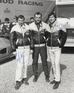 Photograph of Geoff Lees, Bob Evans and Tiff Needell 