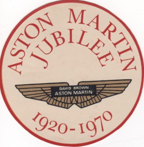 Circular Event badge for the Aston Martin Jubilee Festival, held at Crystal Palace on July 11th 1970