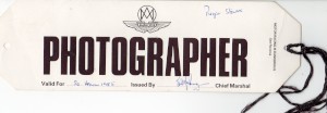 Roger Stowers's 'Photographer' Arm Badge for Golden Jubilee Wiscombe Park Hill Climb on 20th & 21st April 1985