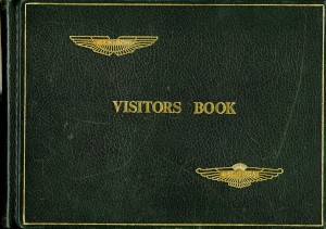 Visitor Book for the training room at the Aston Martin facility, Bloxham
