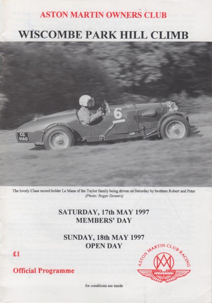 image Race Programme Cover showing Taylor Family Le Mans 'CG 6160' photographed by Roger Stowers