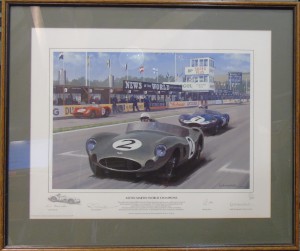 Framed colour print '"Aston Martin World Champions" by Keith Woodcock