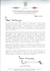 Memo from Victor Gaunlett to all staff before the 1991 summer break on challenges ahead for AML.