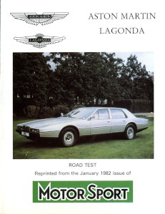 Aston Martin produced reprint of 'Motor Sport' magazine article: "Aston Martin Lagonda", January 1982.