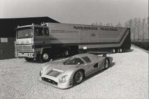 Photograph of NRAC1 and Nimrod Racing transporter