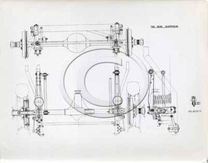 Technical drawing: rear suspension for the Aston Martin DB2.