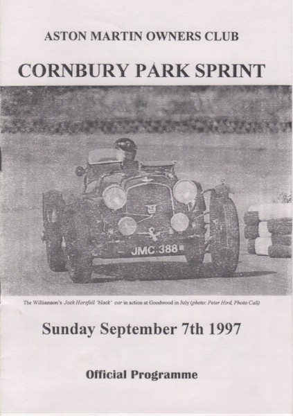 image Race Programme Cover showing The Willamson's Jock Horsfall 'black' car at Goodwood