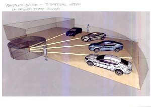 Set of original design sketches and ideas board for the 2009 Frankfurt Motorshow Aston Martin stand
