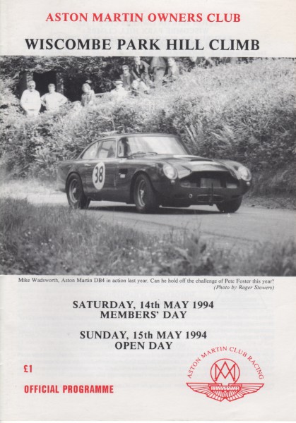 image Race Programme Cover SHOWING Mike Wadsworth's DB4
