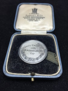 Boxed medal for the 1936 M.C.C. Land's End Rally, Awarded to Mort Morris-Goodall