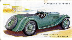  Players cigarette card, featuring an Aston Martin 2 litre Speed model.