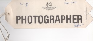 Photographer Arm Badge for Wiscombe Park Hill Climb on 20th May 1995