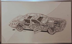 Large diagramatic drawing of a Lagonda V8 Series 2 saloon.
