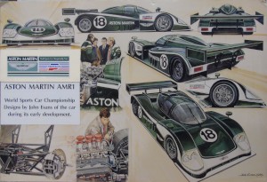 Series of drawings of Aston Martin AMR1 by John Evans, 1989
