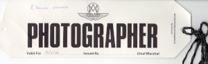 Photographer's Arm badge (issued to Roger Stowers) for the Wiscombe Park Hill Climb, 19 & 20 April 1986