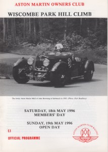 Race Programme for Wiscombe Park Hill Climb on 18th & 19th May 1996