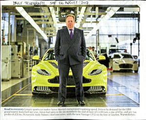 Newspaper Article:'Road to recovery' short cutting re. Aston Martin, from the Daily Telegraph, 26th August 2017