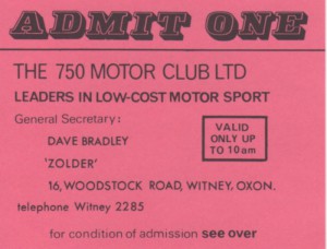 Admission Ticket for 750 Relay Race at Silverstone on 26th October 1985