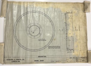 Engineering Drawing: Bamford and Martin Ltd, Brake Drum, 1923