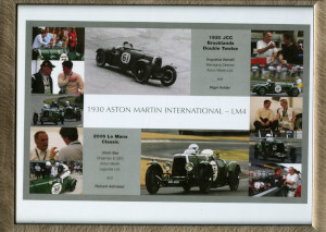 Framed photo collage of images of LM4 at the 2006 Le Mans Classic and 1930 Le Mans races