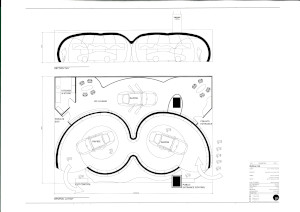 Plan and design sketch for the 2009 Frankfurt Motorshow Aston Martin stand