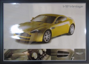 Framed poster of an Aston Martin V8 Vantage