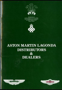 Booklet listing Aston Martin Lagonda Distributors and Dealers, 1984